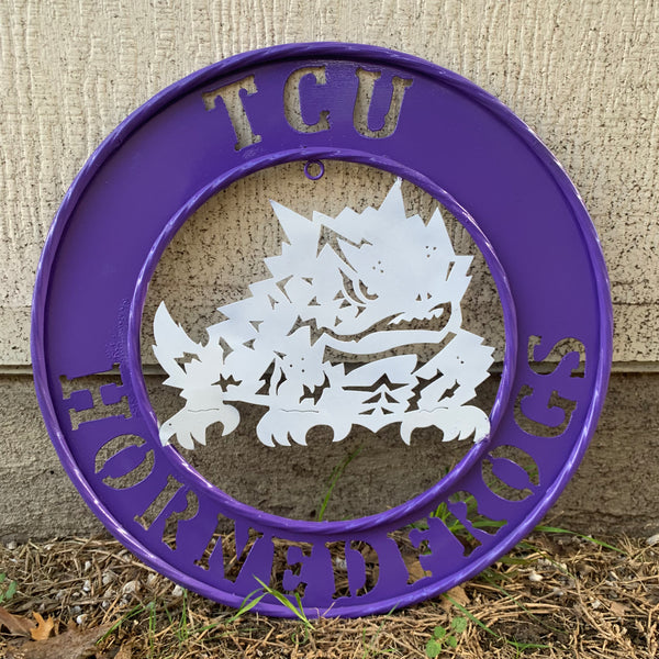 18",24",32" TCU HORNED FROGS CUSTOM METAL VINTAGE CRAFT TEAM SIGN WESTERN HOME DECOR HANDMADE