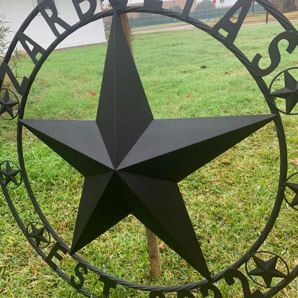 ZARBOLIAS STYLE CUSTOM NAME STAR BARN METAL STAR 3d TWISTED ROPE RING WESTERN HOME DECOR RUSTIC BLACK HANDMADE 24",32",36",50"