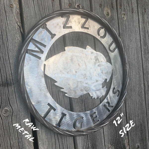 12", 18", 24", 32" MIZZOU TIGERS MISSOURI CUSTOM RAW METAL VINTAGE CRAFT TEAM SIGN HANDMADE