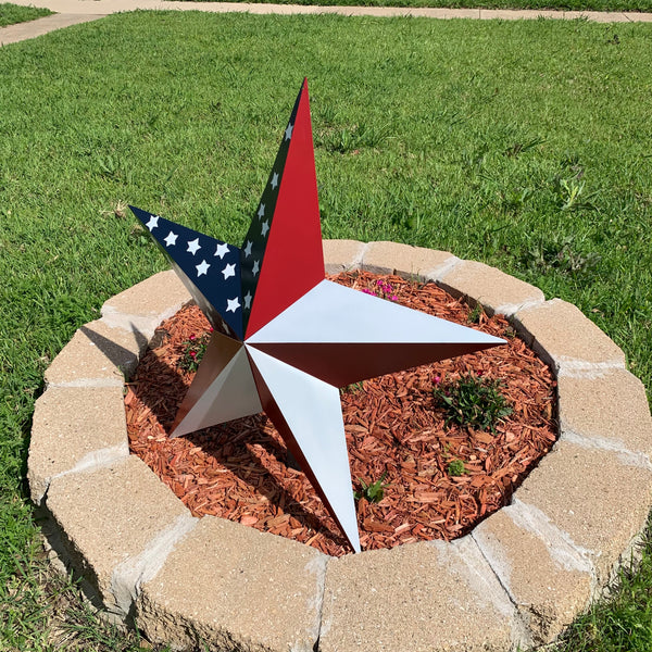 USA FLAG STAR STYLE# 5 RED WHITE & BLUE AMERICANA METAL BARN STAR WALL ART HANDMADE TO ORDER NEW