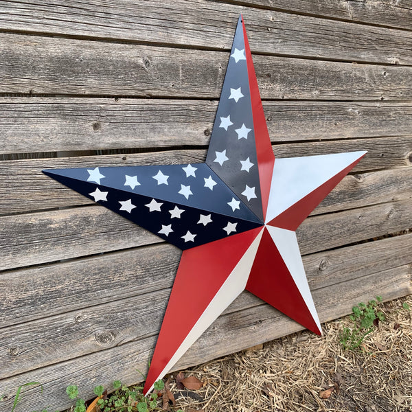 USA FLAG STAR STYLE# 5 RED WHITE & BLUE AMERICANA METAL BARN STAR WALL ART HANDMADE TO ORDER NEW