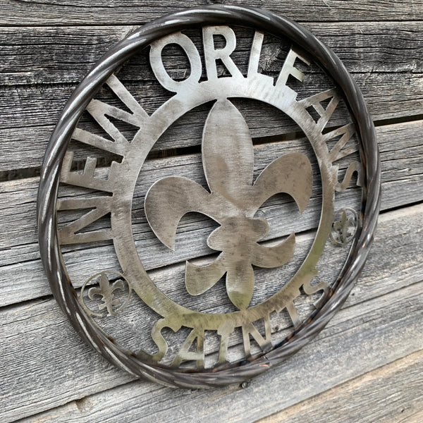 12", 18", 24 NEW ORLEANS SAINTS CUSTOM RAW METAL CRAFT SIGN WALL ART WESTERN HOME DECOR LASERCUT ART