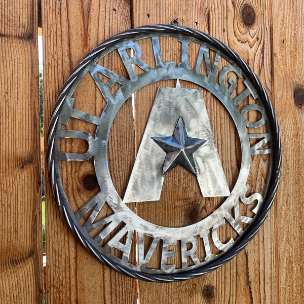 UTA ARLINGTON CUSTOM RAW METAL VINTAGE CRAFT TEAM SIGN WETSERN HOME DECOR HANDMADE