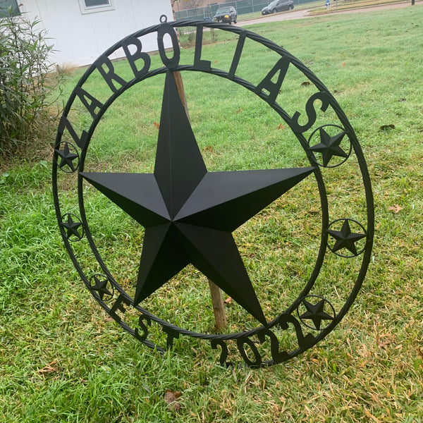 ZARBOLIAS STYLE CUSTOM NAME STAR BARN METAL STAR 3d TWISTED ROPE RING WESTERN HOME DECOR RUSTIC BLACK HANDMADE 24",32",36",50"