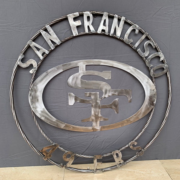 36" SAN FRANCISCO 49ERS CUSTOM RAW METAL VINTAGE CRAFT TEAM SIGN HAND MADE IN USA