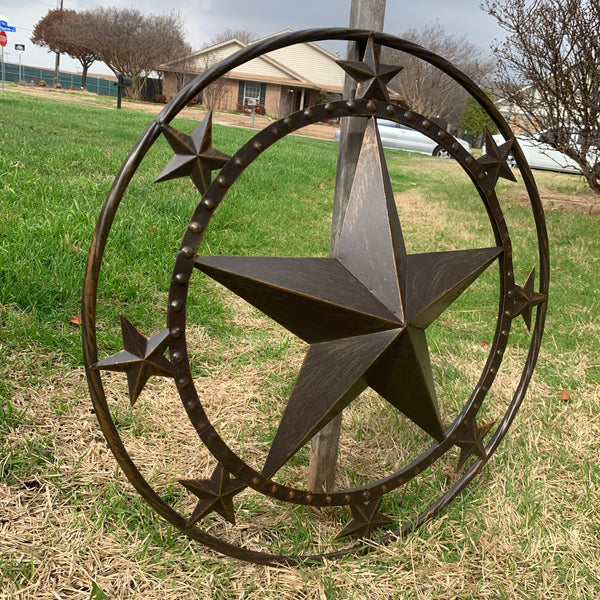 24" MULTI STAR BEADED COLIBROX BARN STAR METAL LONESTAR WESTERN HOME DECOR HANDMADE RUSTIC DARK BRONZE NEW