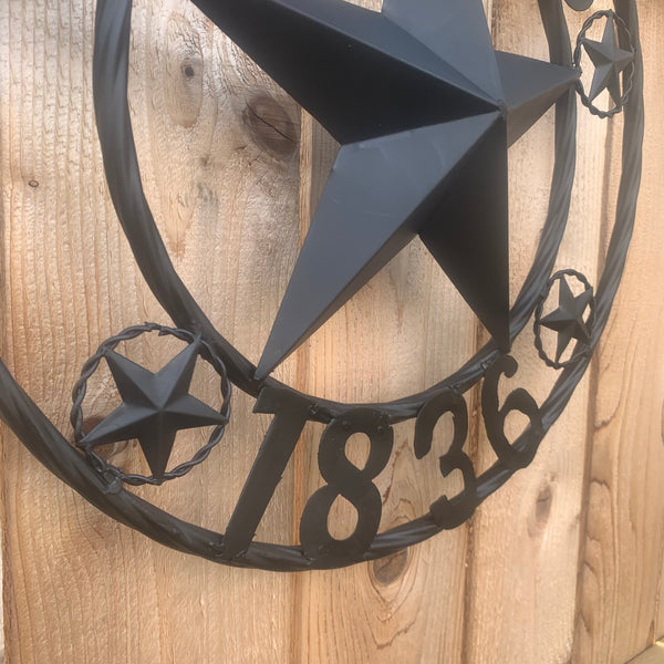 TEXAS 1836 BLACK BARN STAR METAL LONESTAR WESTERN HOME DECOR HANDMADE NEW 16",24",36",50"