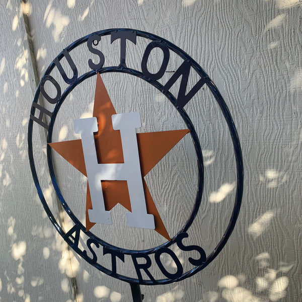 12",18",24",32", 36" HOUSTON ASTROS ON STAKE CUSTOM METAL VINTAGE CRAFT GARDEN SIGN HANDMADE