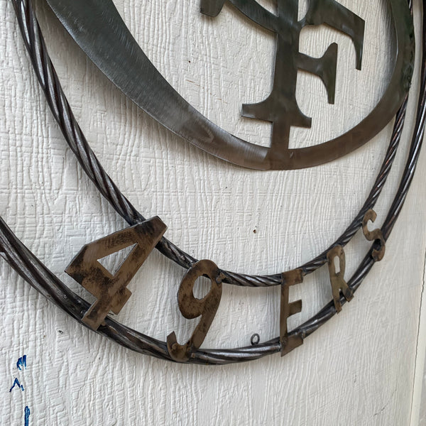36" SAN FRANCISCO 49ERS CUSTOM RAW METAL VINTAGE CRAFT TEAM SIGN HAND MADE IN USA