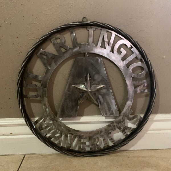 UTA ARLINGTON CUSTOM RAW METAL VINTAGE CRAFT TEAM SIGN WETSERN HOME DECOR HANDMADE