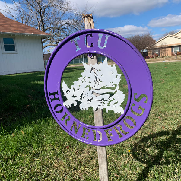18",24",32" TCU HORNED FROGS CUSTOM METAL VINTAGE CRAFT TEAM SIGN WESTERN HOME DECOR HANDMADE