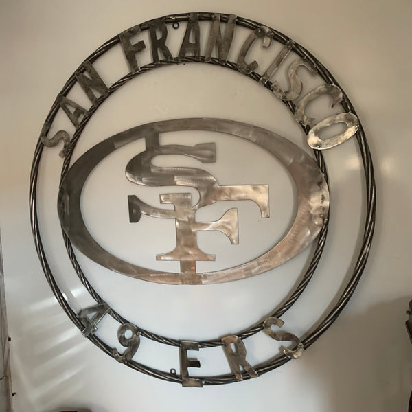 36" SAN FRANCISCO 49ERS CUSTOM RAW METAL VINTAGE CRAFT TEAM SIGN HAND MADE IN USA