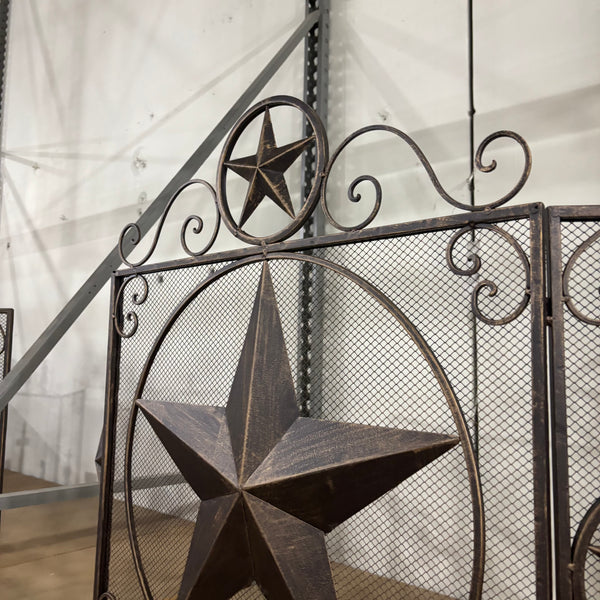 LONESTAR METAL FIREPLACE SCREEN W/ STAR 41.5" X 34.25" WESTERN HOME DECOR HANDMADE #EH80003