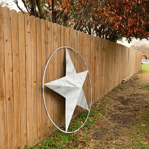 5 FOOT WHITE DISTRESSED STAR TWO TONE TEXTURE BARN STAR METAL LONESTAR TWISTED ROPE RING WESTERN HOME DECOR HANDMADE NEW