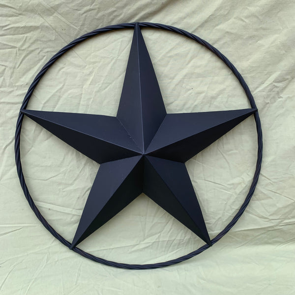 RUSTIC BLACK BARN STAR METAL LONE STAR 3d TWISTED ROPE RING WESTERN HOME DECOR HANDMADE NEW 12",16",24",32",36"-#EH10608
