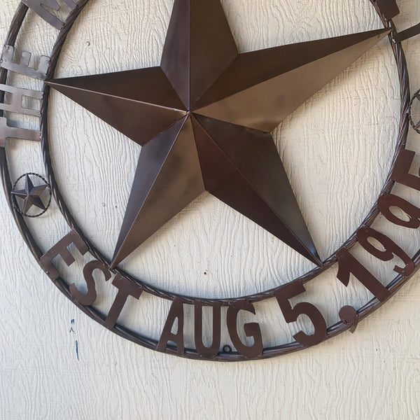 MYERS STYLE YOUR CUSTOM NAME STAR BARN STAR METAL LONE STAR WESTERN HOME DECOR RUSTIC BLACK HANDMADE 24",32",36",50"