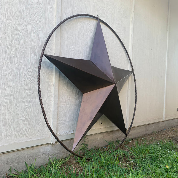 LONE STAR 60" BARN STAR METAL RUSTIC  BRONZE VINTAGE COPPER WALL ART WESTERN HOME DECOR HANDMADE NEW EH10524