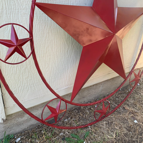 KENT STYLE YOUR CUSTOM STAR METAL NAME RUSTIC BURGUNDY RED CUSTOM 3d STAR METAL NAME BARN STAR TWISTED ROPE RING DESIGN METAL WALL ART HOME DECOR ANY SIZE