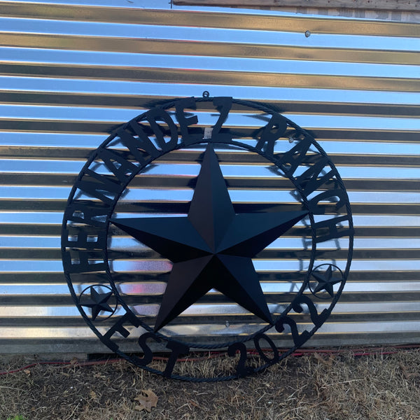 FERNANDEZ RANCH STYLE YOUR CUSTOM NAME STAR BARN STAR METAL LONE STAR WESTERN HOME DECOR RUSTIC BLACK HANDMADE 24",32",36",50"