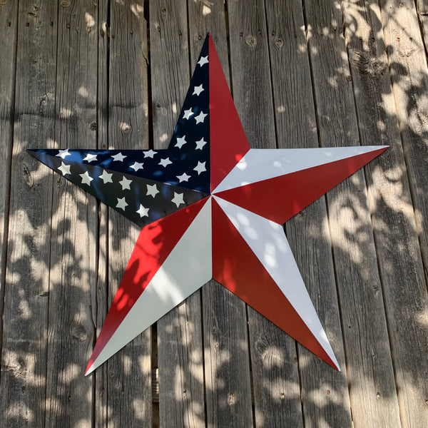 USA FLAG STAR STYLE# 5 RED WHITE & BLUE AMERICANA METAL BARN STAR WALL ART HANDMADE TO ORDER NEW