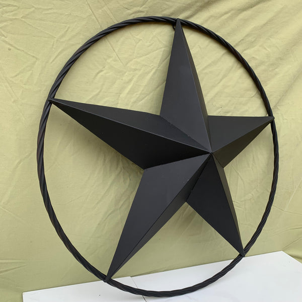 RUSTIC BLACK BARN STAR METAL LONE STAR 3d TWISTED ROPE RING WESTERN HOME DECOR HANDMADE NEW 12",16",24",32",36"-#EH10608