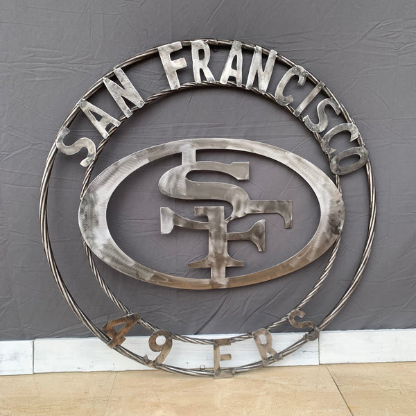 36" SAN FRANCISCO 49ERS CUSTOM RAW METAL VINTAGE CRAFT TEAM SIGN HAND MADE IN USA