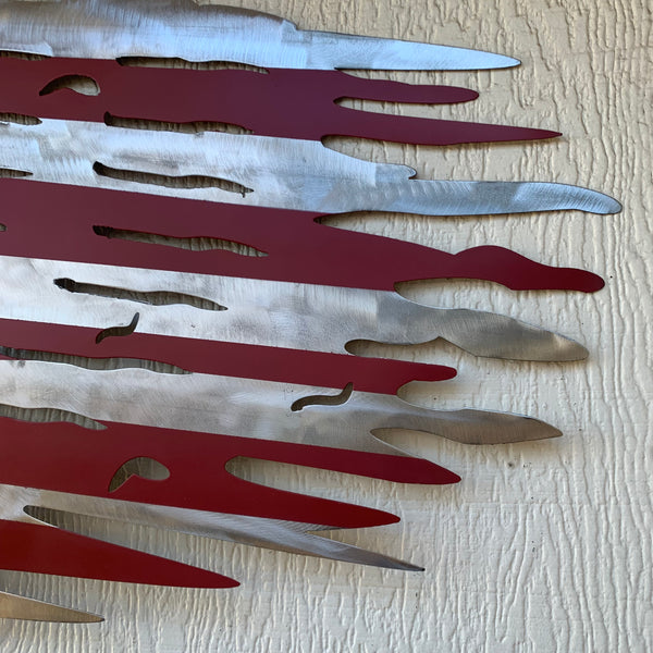 USA TATTERED AMERICAN FLAG METAL WALL ART WESTERN HOME DECOR HANDMADE NEW
