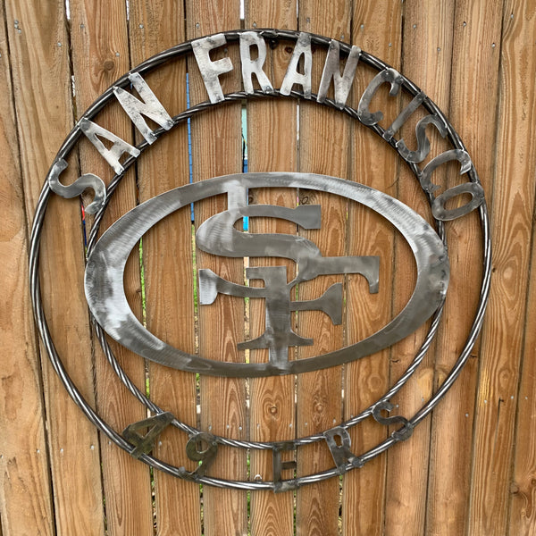 36" SAN FRANCISCO 49ERS CUSTOM RAW METAL VINTAGE CRAFT TEAM SIGN HAND MADE IN USA