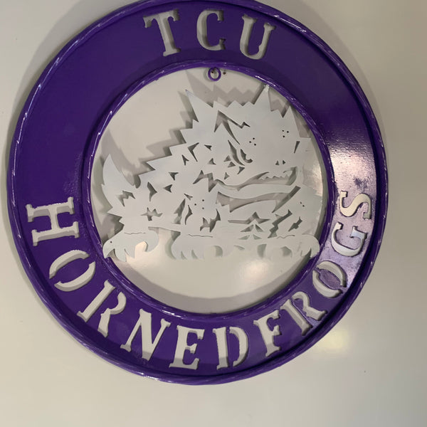 18",24",32" TCU HORNED FROGS CUSTOM METAL VINTAGE CRAFT TEAM SIGN WESTERN HOME DECOR HANDMADE
