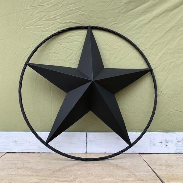 RUSTIC BLACK BARN STAR 3d TWISTED ROPE RING WESTERN HOME DECOR HANDMADE NEW 3" TO 72"-#EH10608