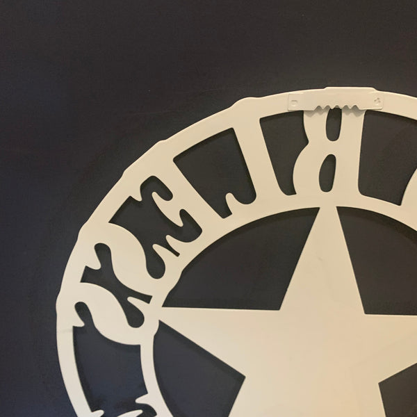 #EH11364 12" GOD BLESS OUR HOME METAL FLAT SIGN NOT 3D STAR LASERCUT ART WESTERN HOME DECOR HANDMADE NEW