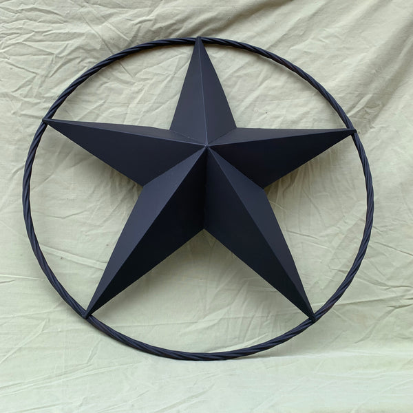 RUSTIC BLACK BARN STAR METAL LONE STAR 3d TWISTED ROPE RING WESTERN HOME DECOR HANDMADE NEW 12",16",24",32",36"-#EH10608