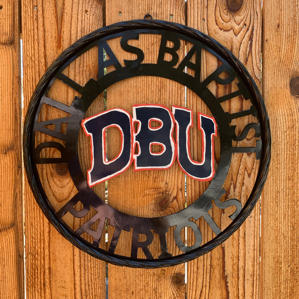 DBU DALLAS BAPTIST PATRIOTS CUSTOM METAL VINTAGE CRAFT TEAM SIGN WESTERN HOME DECOR HANDMADE