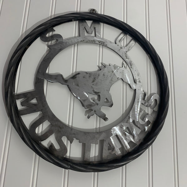 12",18",24",32",36" SMU MUSTANGS RAW METAL CUSTOM VINTAGE CRAFT WALL ART TEAM SIGN HANDMADE