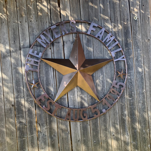 MYERS STYLE YOUR CUSTOM NAME STAR BARN STAR METAL LONE STAR WESTERN HOME DECOR RUSTIC BLACK HANDMADE 24",32",36",50"