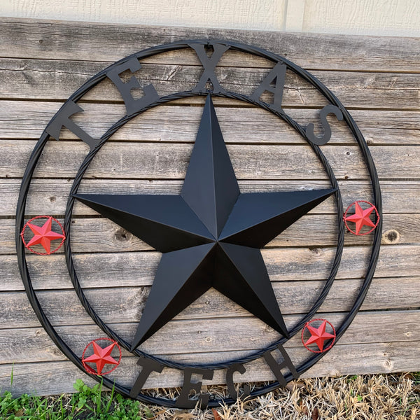 TEXAS TECH BARN STAR METAL LONESTAR CUSTOM VINTAGE METAL TEAM CRAFT ART WESTERN HOME DECOR SIZE:24",32",36",40",50"