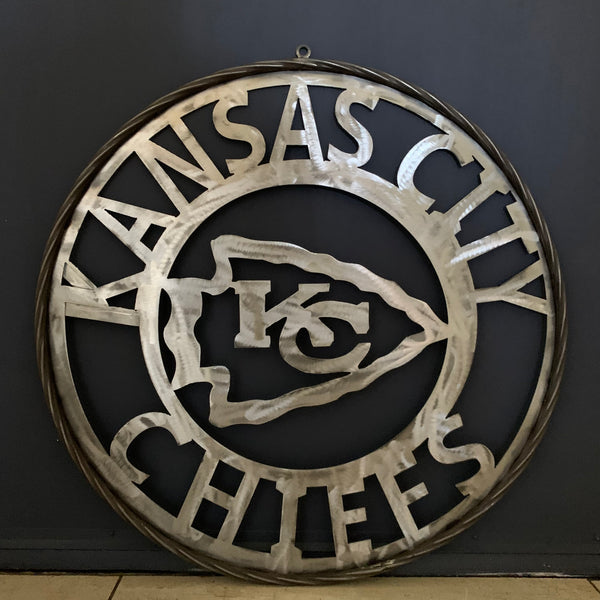 KANSAS CITY CHIEFS RAW METAL CUSTOM METAL LASERCUT VINTAGE CRAFT TEAM DECOR HANDMADE