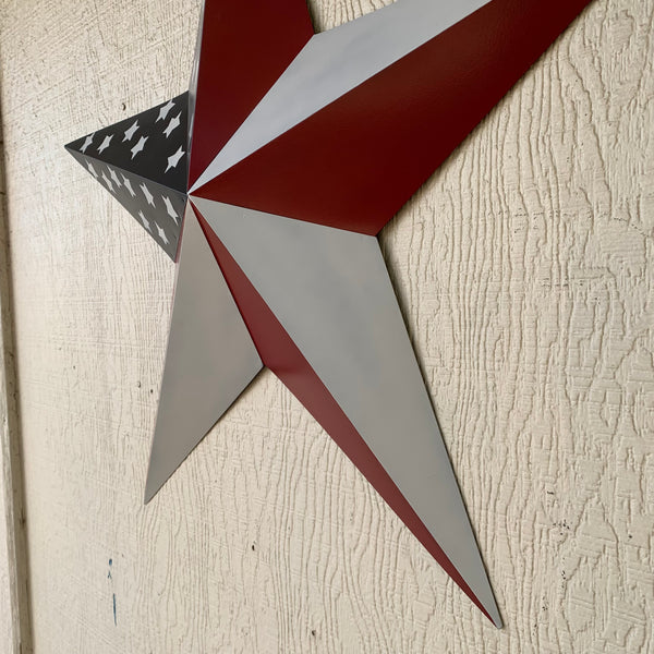 USA FLAG STAR STYLE# 5 RED WHITE & BLUE AMERICANA METAL BARN STAR WALL ART HANDMADE TO ORDER NEW