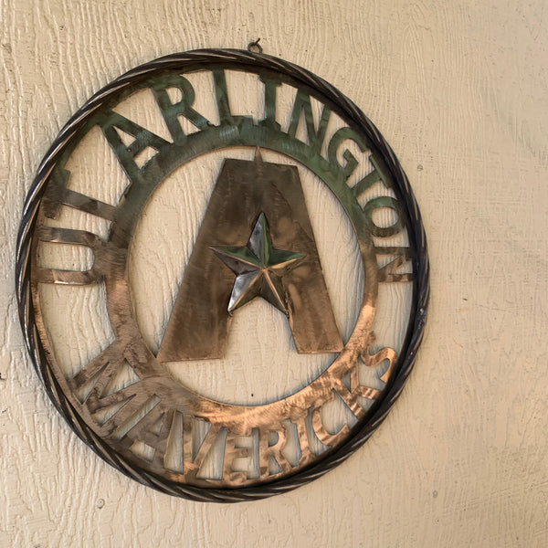 UTA ARLINGTON CUSTOM RAW METAL VINTAGE CRAFT TEAM SIGN WETSERN HOME DECOR HANDMADE