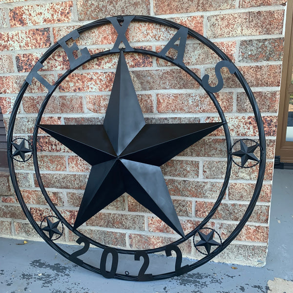 TEXAS 2022 STYLE CUSTOM NAME STAR BARN METAL LONE STAR 3d TWISTED ROPE RING WESTERN HOME DECOR RUSTIC  BLACK HANDMADE 24",32",34",36",40",42",44",46",50"