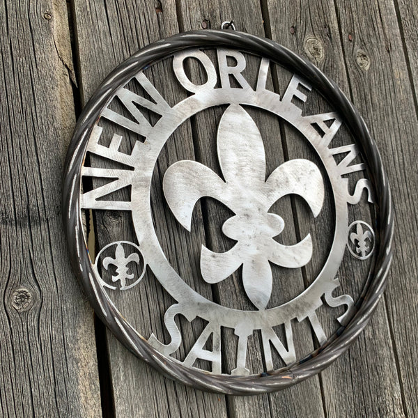 12", 18", 24 NEW ORLEANS SAINTS CUSTOM RAW METAL CRAFT SIGN WALL ART WESTERN HOME DECOR LASERCUT ART