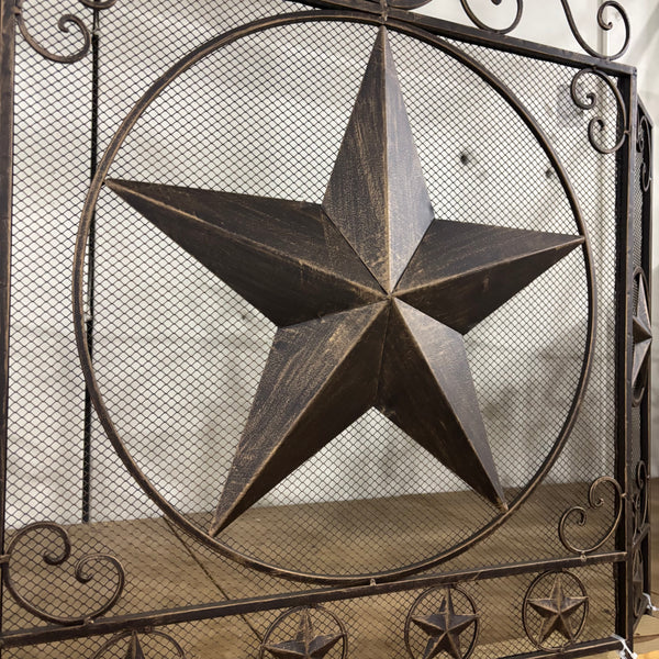 LONESTAR METAL FIREPLACE SCREEN W/ STAR 41.5" X 34.25" WESTERN HOME DECOR HANDMADE #EH80003