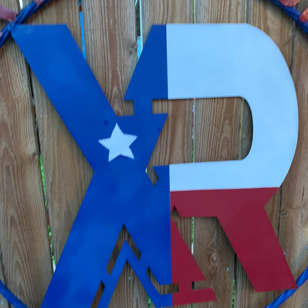 #EH11299 CUSTOM NAME XR ROOFING STYLE SIGN RED,WHITE & BLUE TEXAS FLAG LOGO HANDMADE