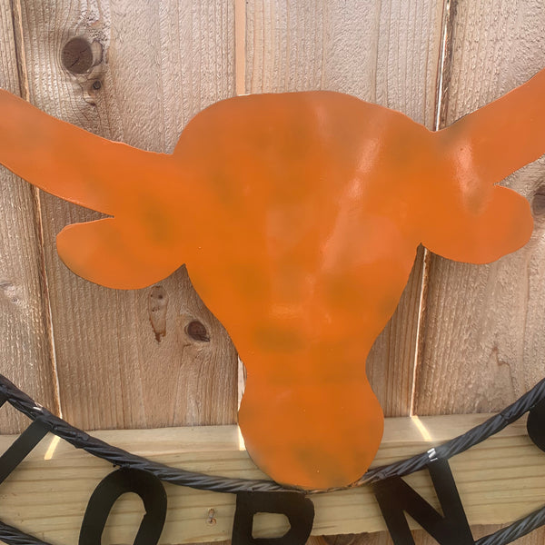 HOOKEM HORNS WITH LONE STAR TEXAS LONGHORNS HOOK EM METAL CUSTOM VINTAGE CRAFT WALL ART TEAM SIGN HANDMADE