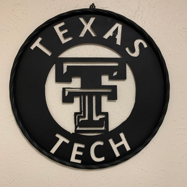 12",18",24",32",36" TEXAS TECH RUSTIC BLACK CUSTOM METAL VINTAGE CRAFT TEAM SIGN HANDMADE TO ORDER