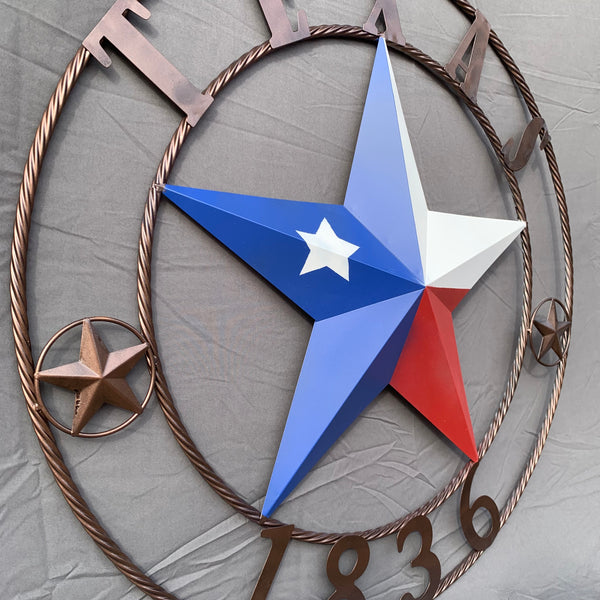1836 TEXAS FLAG STAR RED WHITE BLUE TWISTED BRONZE RING WESTERN HOME DECOR HANDMADE NEW