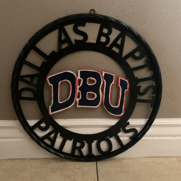 DBU DALLAS BAPTIST PATRIOTS CUSTOM METAL VINTAGE CRAFT TEAM SIGN WESTERN HOME DECOR HANDMADE