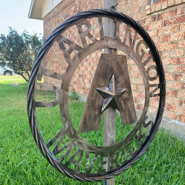 UTA ARLINGTON CUSTOM RAW METAL VINTAGE CRAFT TEAM SIGN WETSERN HOME DECOR HANDMADE