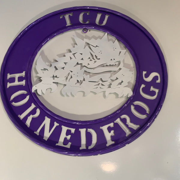 18",24",32" TCU HORNED FROGS CUSTOM METAL VINTAGE CRAFT TEAM SIGN WESTERN HOME DECOR HANDMADE