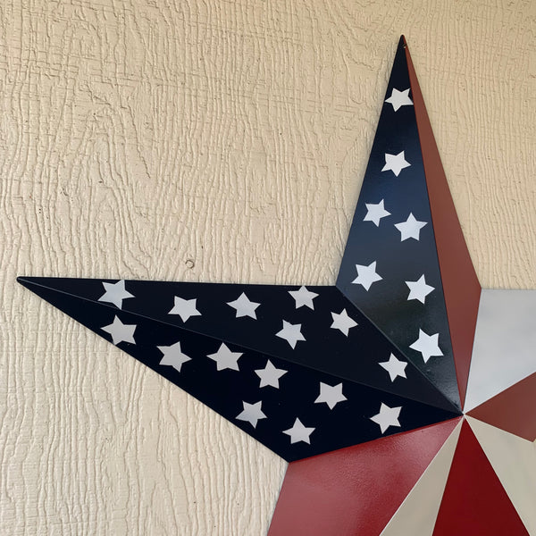 USA FLAG STAR STYLE# 5 RED WHITE & BLUE AMERICANA METAL BARN STAR WALL ART HANDMADE TO ORDER NEW